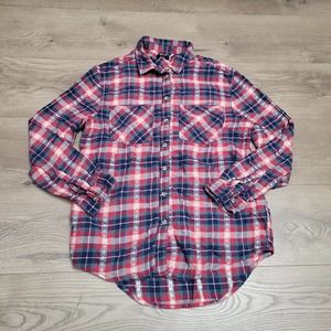 BDG Shirt Womens Small Blue Red Plaid Flannel Classiccore Normcore Casual Preppy